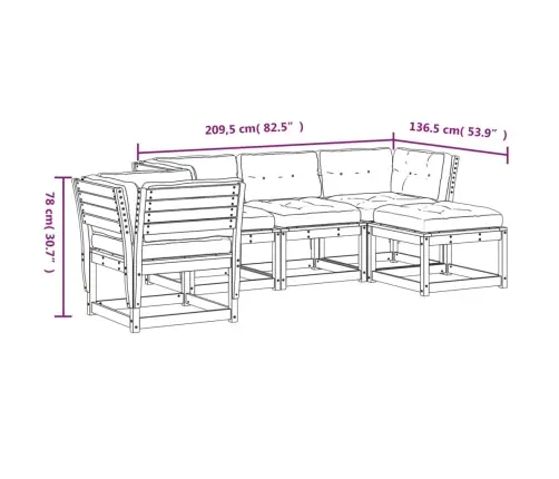 5-Daļīgs Dārza Atpūtas Mēbeļu Komplekts Ar Matračiem, Balts Vidaxl