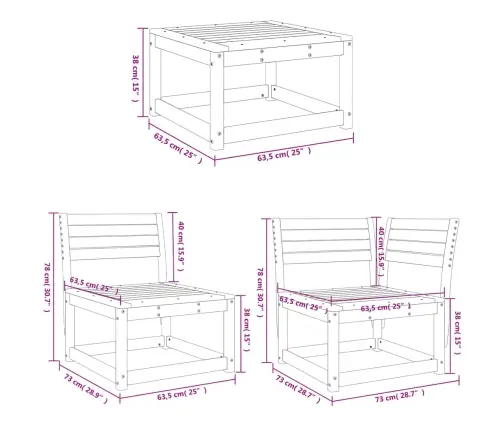 7-Daļīgs Dārza Mēbeļu Komplekts, Priedes Masīvkoks Vidaxl