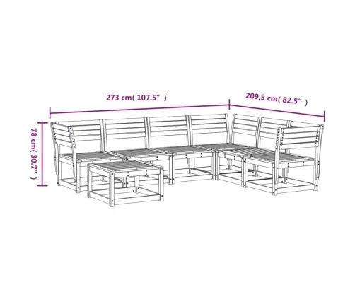 7-Daļīgs Dārza Atpūtas Mēbeļu Komplekts, Brūns Priedes Koks Vidaxl