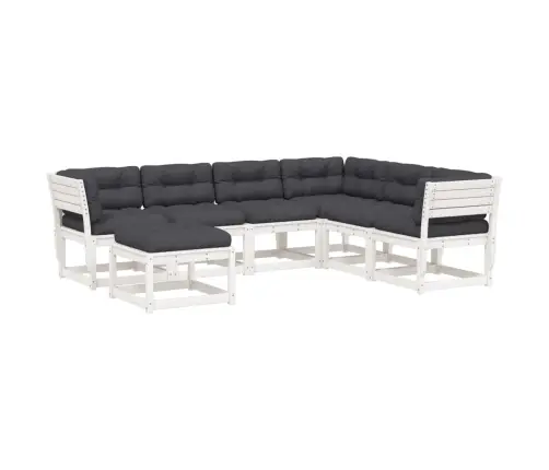 7-Daļīgs Dārza Atpūtas Mēbeļu Komplekts Ar Matračiem, Priede Vidaxl