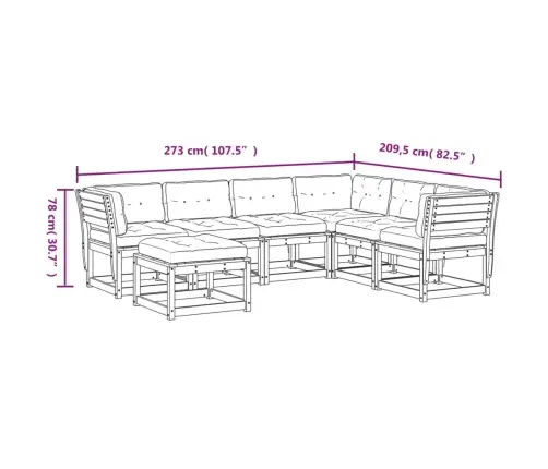 7-Daļīgs Dārza Atpūtas Mēbeļu Komplekts, Brūns Priedes Koks Vidaxl