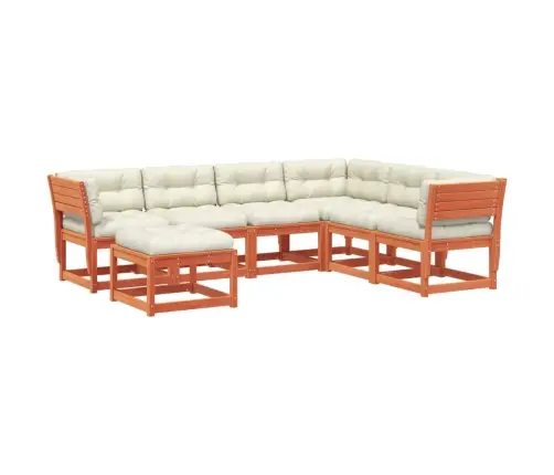 7-Osaline Aiamööbli Komplekt Patjadega, Vahapruun, Männipuit