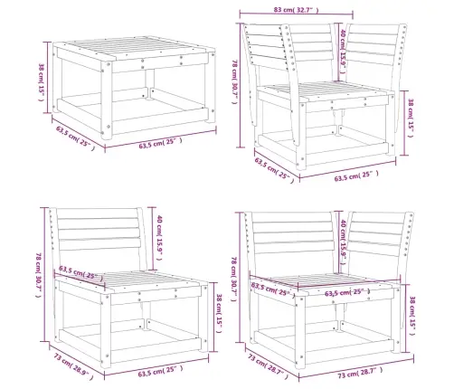 8-Daļīgs Dārza Atpūtas Mēbeļu Komplekts, Priedes Masīvkoks Vidaxl