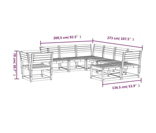 8-Daļīgs Dārza Mēbeļu Komplekts, Balts Priedes Masīvkoks Vidaxl