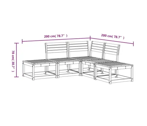 Sodo Sofos Komplektas, 5 Dalių, Vaško Rudas, Pušies Masyvas
