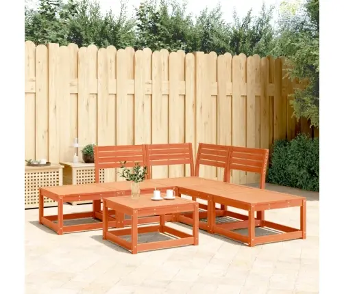 Sodo Sofos Komplektas, 5 Dalių, Vaško Rudas, Pušies Masyvas