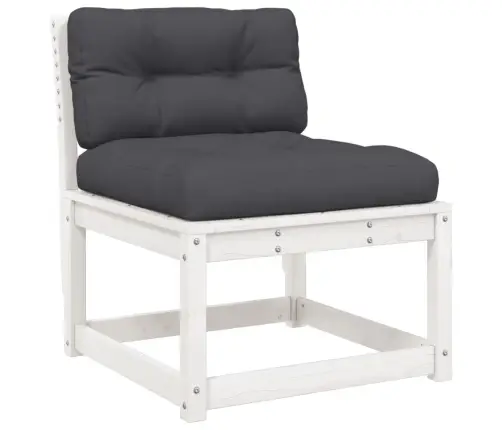 5-Daļīgs Dārza Dīvānu Komplekts, Matrači, Balts Priedes Koks  Vidaxl