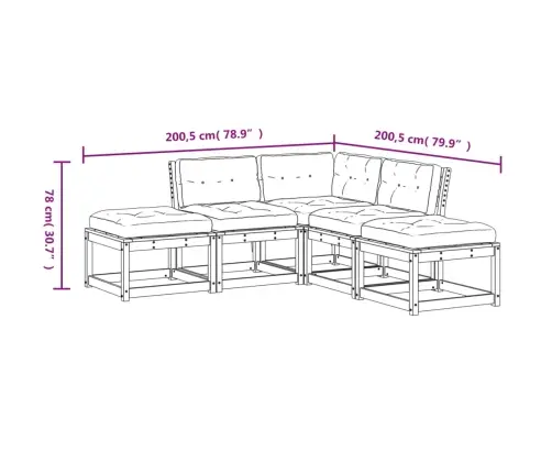 5-Daļīgs Dārza Dīvānu Komplekts, Matrači, Balts Priedes Koks Vidaxl