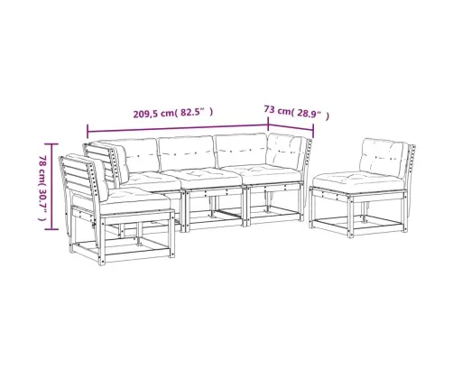 5-Daļīgs Dārza Mēbeļu Komplekts Ar Matračiem, Priedes Masīvkoks Vidaxl