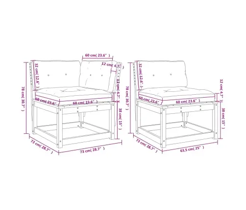 5-Daļīgs Dārza Mēbeļu Komplekts Ar Matračiem, Priedes Masīvkoks Vidaxl