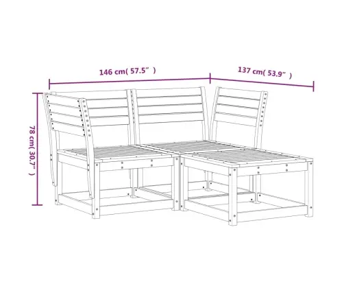 3-Daļīgs Dārza Dīvānu Komplekts, Vaska Brūnas Priedes Masīvkoks Vidaxl