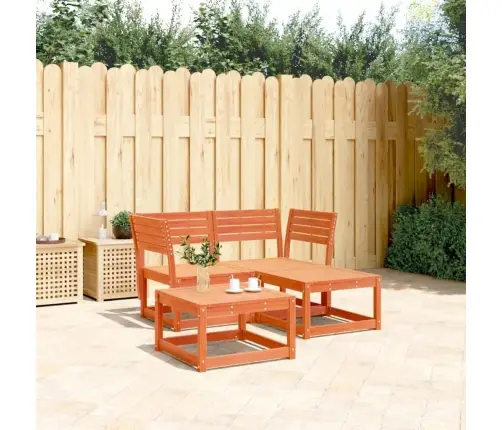 3-Daļīgs Dārza Dīvānu Komplekts, Vaska Brūnas Priedes Masīvkoks Vidaxl