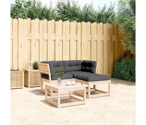 3-Daļīgs Dārza Dīvānu Komplekts, Matrači, Priedes Koks Vidaxl