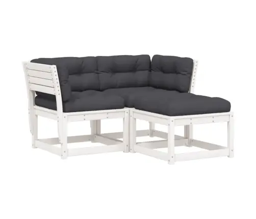 3-Osaline Aiadiivani Komplekt Patjadega, Valge, Männipuit