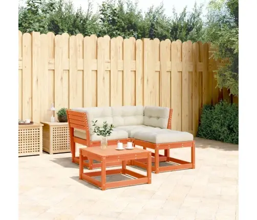 3-Daļīgs Dārza Dīvānu Komplekts, Matrači, Brūns Priedes Koks Vidaxl