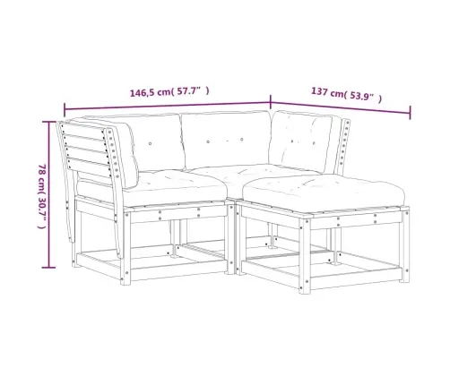 3-Osaline Aiadiivani Komplekt Patjadega, Ebatsuuga Puit