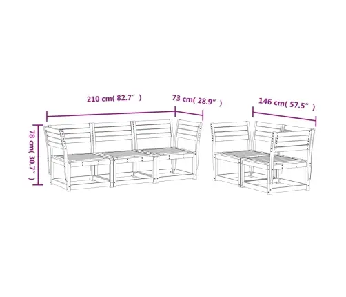 5-Daļīgs Dārza Mēbeļu Komplekts, Priedes Masīvkoks, Balts Vidaxl