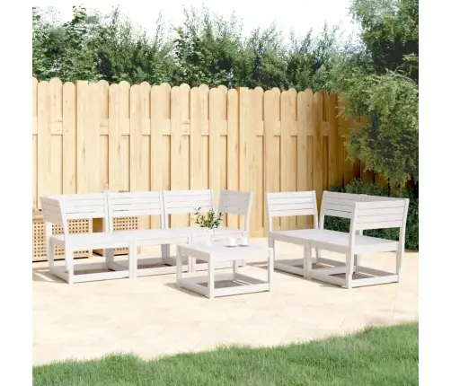 5-Daļīgs Dārza Mēbeļu Komplekts, Priedes Masīvkoks, Balts Vidaxl