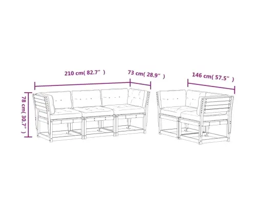 5-Osaline Aiadiivani Komplekt Patjadega, Männipuit