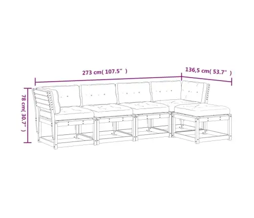 Sodo Sofos Komplektas Su Pagalvėlėmis, 5 Dalių, Pušies Masyvas