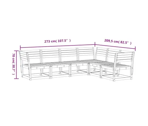 6-Daļīgs Dārza Dīvānu Komplekts, Priedes Masīvkoks Vidaxl