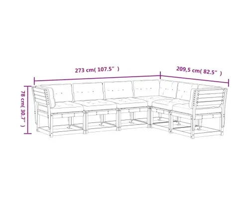 6-Osaline Aiadiivani Komplekt Patjadega, Ebatsuuga Puit