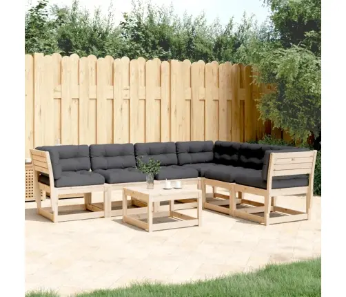 6-Daļīgs Dārza Dīvānu Komplekts Ar Matračiem, Priedes Koks Vidaxl