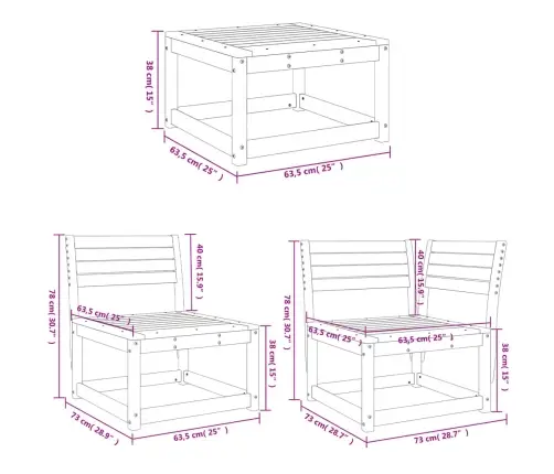Sodo Sofos Komplektas, 6 Dalių, Baltas, Pušies Medienos Masyvas