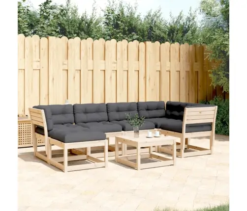 6-Daļīgs Dārza Dīvānu Komplekts Ar Matračiem, Priedes Koks Vidaxl