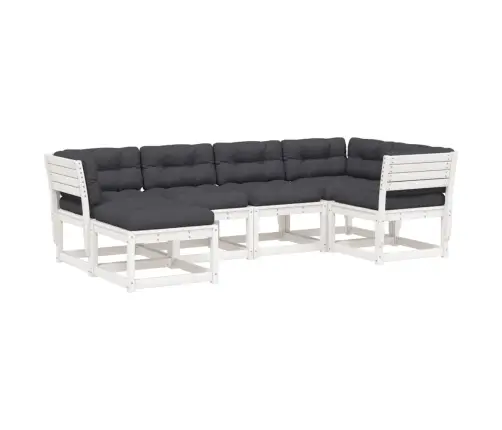 6-Osaline Aiadiivani Komplekt Patjadega, Valge, Männipuit