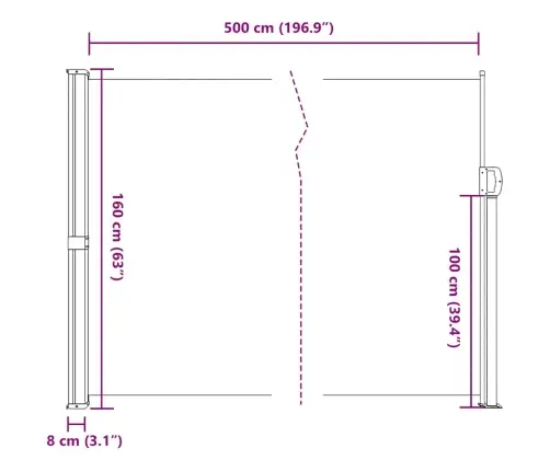 Lahtitõmmatav Külgsein, Pruun, 160 X 500 Cm