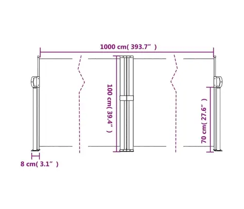 Lahtitõmmatav Külgsein, Antratsiithall, 100 X 1000 Cm