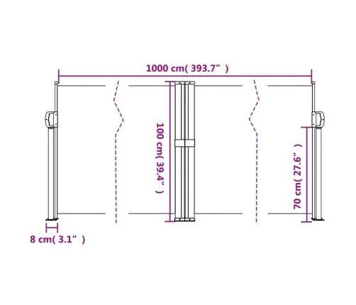 Lahtitõmmatav Külgsein, Terrakota, 100 X 1000 Cm