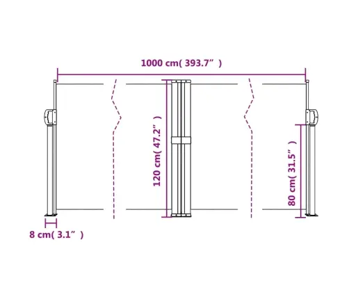 Izvelkams Sānu Aizslietnis, Sarkans, 120X1000 Cm Vidaxl