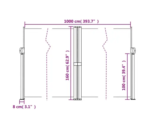 Izvelkama Sānu Markīze, Brūna, 160X1000 Cm Vidaxl Izvelkama Sānu Markīze, Brūna, 160X1000 Cm Vidaxl