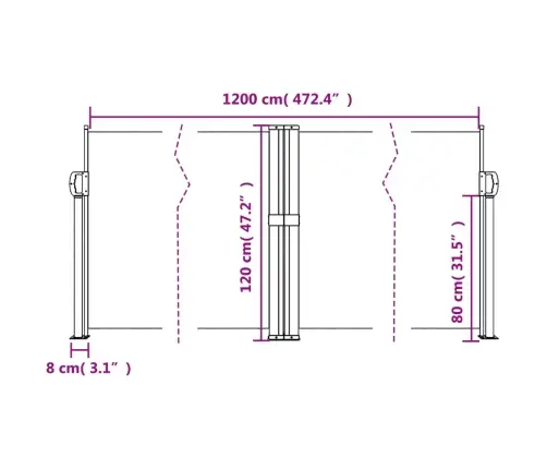 Izvelkams Sānu Aizslietnis, Antracītpelēks, 120X1200 Cm Vidaxl
