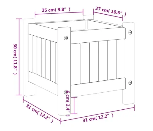 Voodriga Taimelava, 31X31X30 cm Akaatsiapuit