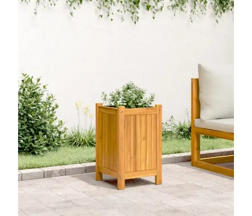 Puķu Kaste Ar Ieliktni, 31X31X50 Cm, Akācijas Masīvkoks Vidaxl