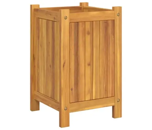 Puķu Kaste Ar Ieliktni, 31X31X50 Cm, Akācijas Masīvkoks Vidaxl