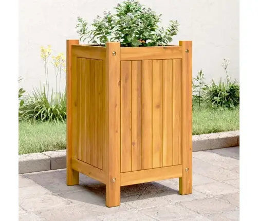 Puķu Kaste Ar Ieliktni, 31X31X50 Cm, Akācijas Masīvkoks Vidaxl