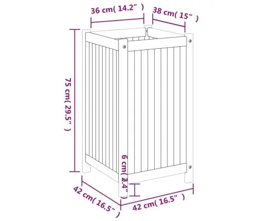 Voodriga Taimelava, 42X42X75 cm Akaatsiapuit