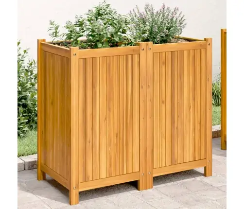 Puķu Kaste Ar Ieliktni, 84X42X75 Cm, Akācijas Masīvkoks Vidaxl