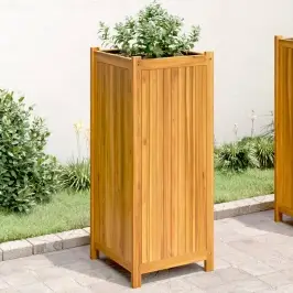 Puķu Kaste Ar Ieliktni, 42X42X100 Cm, Akācijas Masīvkoks Vidaxl