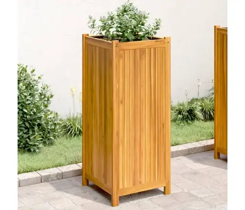 Puķu Kaste Ar Ieliktni, 42X42X100 Cm, Akācijas Masīvkoks Vidaxl