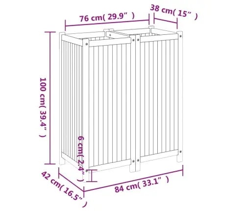 Voodriga Taimelava, 84X42X100 cm Akaatsiapuit