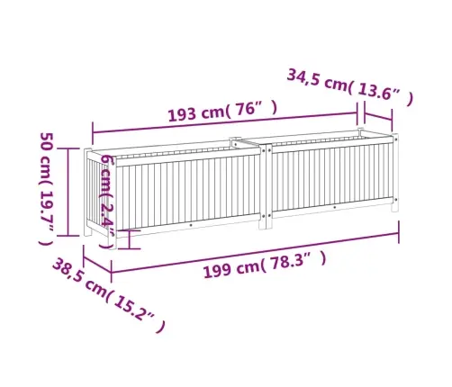 Sodo Lovelis Su Įdėklu, 199X38,5X50cm Akacijos Masyvas