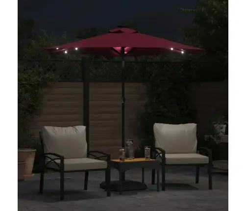 Dārza Saulessargs Led Tērauda Kāts Bordo Sarkans 225X225X212 Cm Vidaxl