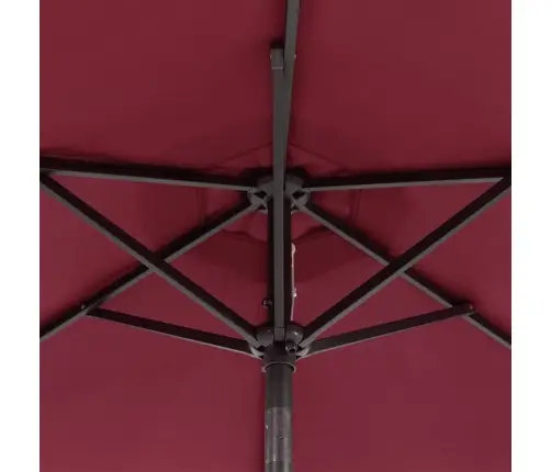 Dārza Saulessargs Led Tērauda Kāts Bordo Sarkans 225X225X212 Cm Vidaxl