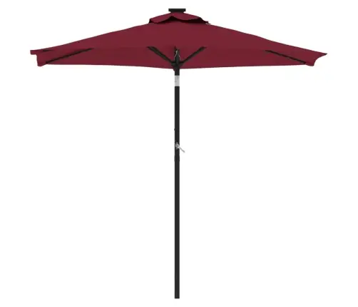 Dārza Saulessargs Led Tērauda Kāts Bordo Sarkans 225X225X212 Cm Vidaxl