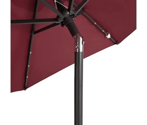 Dārza Saulessargs Led Tērauda Kāts Bordo Sarkans 225X225X212 Cm Vidaxl